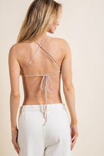 White Sweater Knit Triangle Crop Halter Top