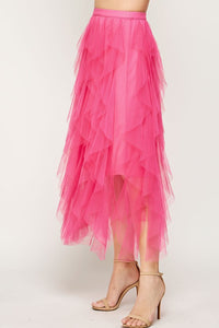 Fuchsia Cascading Frill Tulle Skirt