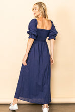 Midnight On And Off Shoulder Smocked Chest Maxi Linen Dress