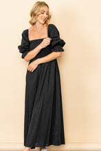 Black On And Off Shoulder Smocked Chest Maxi Linen Dress