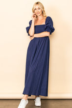 Midnight On And Off Shoulder Smocked Chest Maxi Linen Dress
