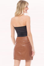 Black Open Pack Faux Leather Cropped Tube Top