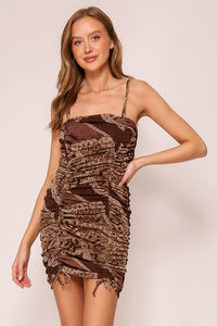 Brown Date Night Bodycon Snake Print Dress