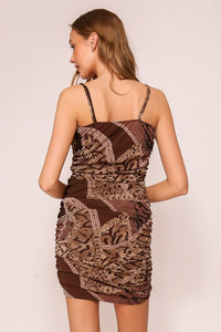 Brown Date Night Bodycon Snake Print Dress