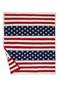 Red/Navy American Flag Print Luxury Soft Throw Blanket