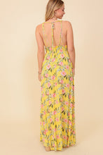 Yellow Sleeveless Floral Print Maxi Dress