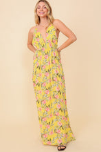 Yellow Sleeveless Floral Print Maxi Dress