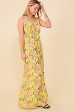 Yellow Sleeveless Floral Print Maxi Dress