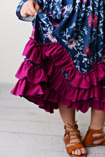 Teal Kids 3 Ruffle Dark Teal & Plum Floral Dress