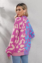 Pink Blue Two Tone Leopard Cardigan