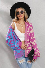 Pink Blue Two Tone Leopard Cardigan