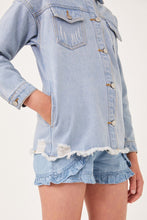 Girls Distressed Oversized Denim Shirt Jacket