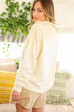 Cream Textured Half Zip Pull Over Sweater