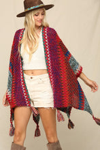 Magenta This Cozy Poncho A Multi Color With Tassels