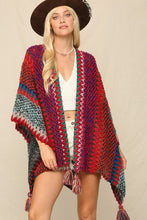 Magenta This Cozy Poncho A Multi Color With Tassels