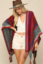 Magenta This Cozy Poncho A Multi Color With Tassels