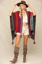 Magenta This Cozy Poncho A Multi Color With Tassels