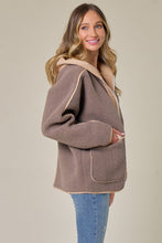 Mocha/Taupe Faux Suede Fabrication And Hooded Solid Jacket