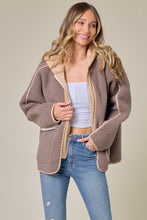 Mocha/Taupe Faux Suede Fabrication And Hooded Solid Jacket