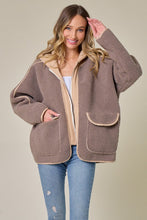 Mocha/Taupe Faux Suede Fabrication And Hooded Solid Jacket