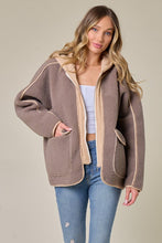Mocha/Taupe Faux Suede Fabrication And Hooded Solid Jacket