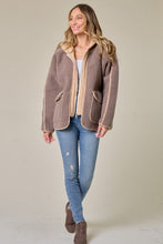 Mocha/Taupe Faux Suede Fabrication And Hooded Solid Jacket