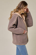 Mocha/Taupe Faux Suede Fabrication And Hooded Solid Jacket