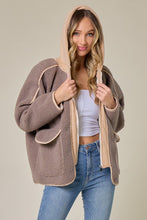 Mocha/Taupe Faux Suede Fabrication And Hooded Solid Jacket