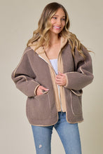 Mocha/Taupe Faux Suede Fabrication And Hooded Solid Jacket