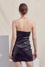 Black Strapless Heart Shaped Pu Mini Dress