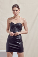 Black Strapless Heart Shaped Pu Mini Dress
