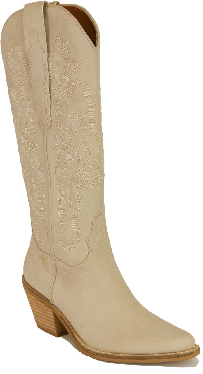 Stone Women Pointy Toe Chunky Heel Cowboy Boots
