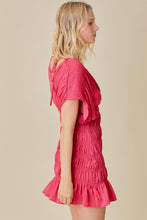 Paradise Pink Smocked Shoulder Shirred Dress