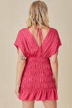 Paradise Pink Smocked Shoulder Shirred Dress