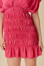 Paradise Pink Smocked Shoulder Shirred Dress