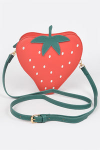 Red Faux Suede Strawberry Novelty Bag