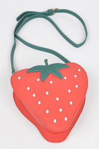 Red Faux Suede Strawberry Novelty Bag