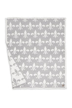 Gray Fleur De Lis Pattern Luxury Soft Throw Blanket