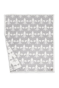 Gray Fleur De Lis Pattern Luxury Soft Throw Blanket