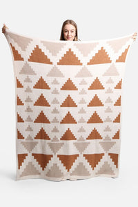 Ivory Tribal Pyramid Pattern Luxury Soft Throw Blanket