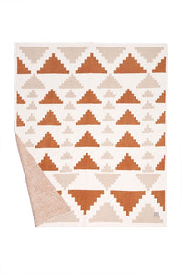 Ivory Tribal Pyramid Pattern Luxury Soft Throw Blanket