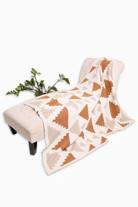 Ivory Tribal Pyramid Pattern Luxury Soft Throw Blanket