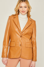 Camel Faux Leather Pu Blazer