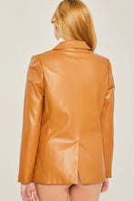 Camel Faux Leather Pu Blazer