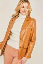 Camel Faux Leather Pu Blazer