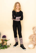 Clay Contrast Rouching Animal Hem Fleece Top&Pants Set