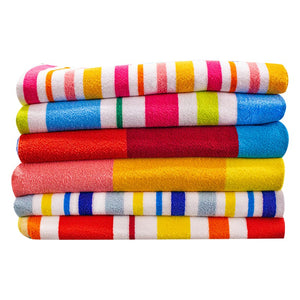 Assorted Stripe Microfiber Beach Towel Pack of 6