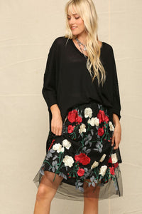 Black The Rose Garden Mesh Skirt