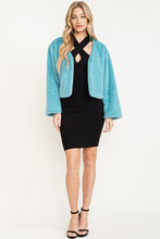 Blue Munsell Fuzzy Faux Fur Coat