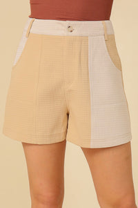 Taupe/Cream Color Block Shorts
